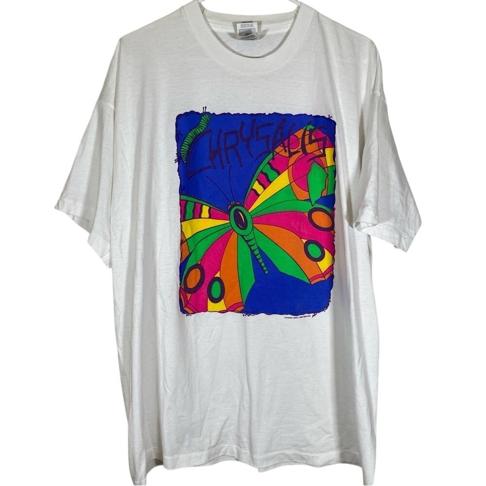 Vintage Colorful chrysalis butterfly Graphic T-Shirt XXL unisex single stitch